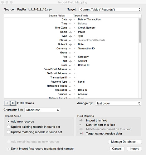 PayPal Import